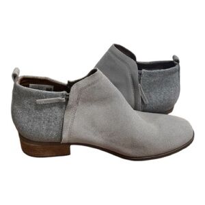 TOMS Women's Gray‎ Suede Ankle Booties Size 12 Zip Up Like New